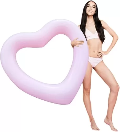 Inflatable Heart Pool Float, Sweet Love Swim Rings Float Loungers Tube for Summer Water Fun Beach Party Toys for Kids, Adults