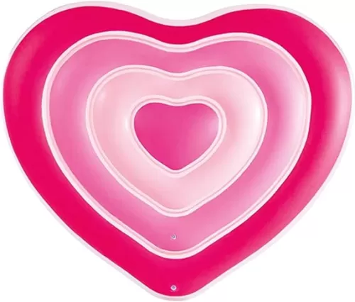 Inflatable Pool Raft Heart Shaped Floating Lounger Pool Floating Bed Water Pool Float for Beach Party Lake Vacation