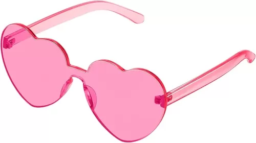 JASPIN Heart Sunglasses for Women Rimless Transparent Heart Shaped Sunglasses Colorful Eyewear for Party Halloween Costume