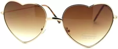 JuicyOrange Thin Metal Frame Heart Shape Sunglasses Gold/Silver, Large