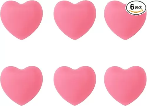 LC LICTOP Pink Soft Rubber Knobs Cartoon Heart Shape Door Knob 39x35mm Cabinet Drawer Cute Knobs Cupboard Kitchen Dresser Pull Handle Knobs 6pcs