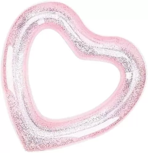 Love Beach Pool Float Toys for Kids Glitter Heart-Shape Pool Float Inflatable Heart Pool Float Childrens