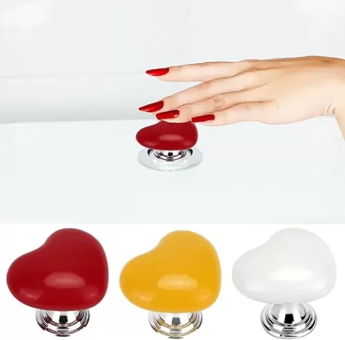 Love Heart Toilet Button, Simple Love Heart Shaped Colorful Plastic Toilet Tank Button Aid No Need to Punch Holes Drawer Knobs Door Handle Decor for Home Vintage Heart-Shaped Drawer Knobs 3ps