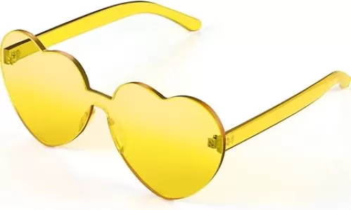 Maxdot Heart Shape Sunglasses Rimless Transparent Heart Glasses Colorful Party Favors