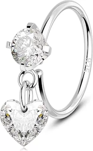 Melighting 20G Nose Hoop Ring 925 Sterling Silver Seamless Open Nose Piercing Dangle Star/Square/Heart Helix Earring Clear CZ 8 mm Cartilage Earring Nose Ring