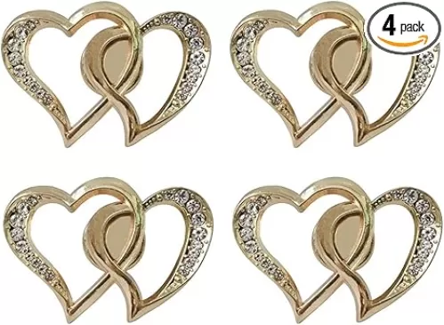 Mizhang Heart Shaped Knob 4 Pcs Creative Heart Shaped Arrow with Rhinestone Cabinet Pulls Drawer Wardrobe Closet Dresser Cupboard Home Hardware Furniture Decoration Handle (Gold)