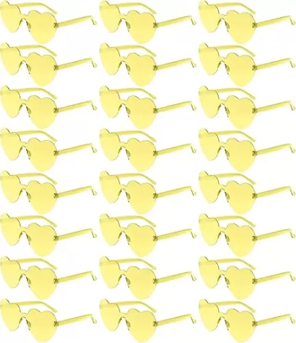 Morcheiong 24 Pack Heart Shaped Sunglasses Frameless Glasses Women Bachelorette Girl Birthday Party Favor Transparent Eyewear