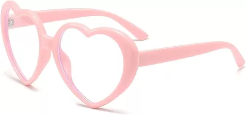 Non-prescription Glasses for Women Heart Shaped Frame Clear Lens Eyeglasses Fashion Frame Glasses (Pink)