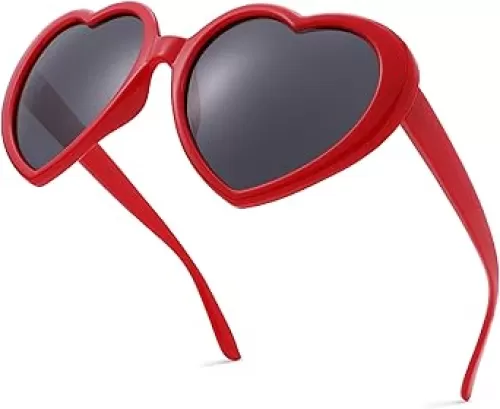NULOOQ Polarized Heart Shaped Sunglasses for Women Retro Fashion Large Frame Lovely Style with UV400 Protection