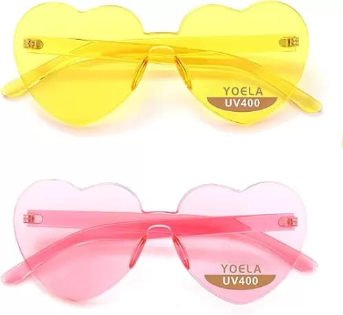 OLIN Heart Thick Oversized Rimless Sunglasses One Piece Eyewear Colored Sunglasses for Women
