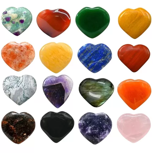 Pack of 11 Crystal Hearts Bulk Set for Meditation Crystal Grid Gift - Wholesale Bulk Crystals and Healing Stones Premium Gemstones for Protection and Healing Energy