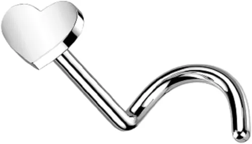 Pierced Owl - 18-20GA G23 Implant Grade Titanium Heart Shape Top Threadless Push in Nose Screw