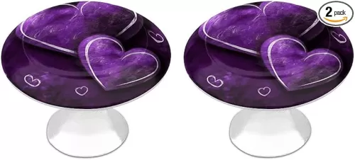 Purple Hearts 2 Pack Vintage Cabinet Knob Cute Kitchen Cabinet Knobs Stainless Steel Decorative Furniture Knob Pulls Handles Knobs for Dresser Drawers Bathroom Closet Door Bifold Door
