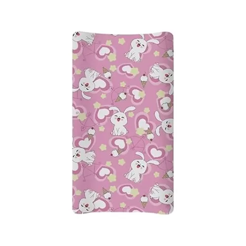 Rabbit Heart Valentine Changing Pad Cover Waterproof Lightweight Nursery Pad Change Cover for Baby Durable Stretchy Diaper Changing Mat Cover