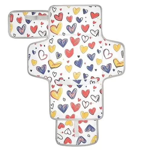 Reusable Diaper pad with Tissue Pocket Diaper mat Changing pad for Girl & Boy Valentines Love Hearts