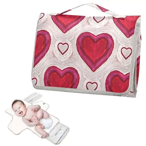 Reusable Waterproof pad with Tissue Pocket Retro Heart Peach Red Colorful Diaper mat Changing pad Travel for Girl & Boy cambiadores de pa?ales para Bebes