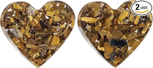 rockcloud Pack of 2 Heart Shape Resin Crystal Stones Chips Drawer Knobs Pull Handle Cupboard Dresser Door Pull with Screws Home Decoration