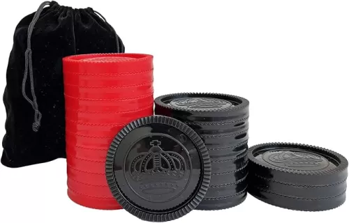 SEETOOOGAMES 24 Pieces 3 Inches Jumbo Replacement Checker Pieces Only-12red, 12black