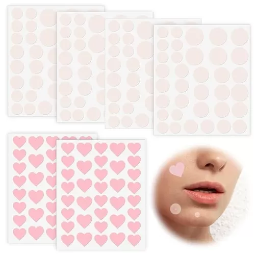 Sibba Pimple Patches for Face 212Pcs Heart Zit Patches Cute Acne Patches Hydrocolloid Pad Covers Sticky Spot Stickers Invisible Spot Absorbing Zit Patch Covering Pore Cleaning Strips Peel (Pink)
