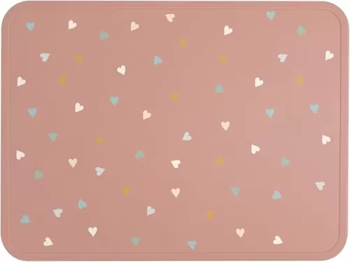 Simple Modern Silicone Placemat for Baby, Toddlers, Kids | Non-Slip Baby Eating Table Food Mat for Restaurants and Dining Table | Piper Collection | Hearts on Pink