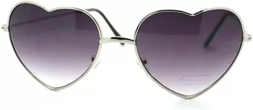 Small Thin Metal Heart Shaped Frame Cupid Sunglasses (Gold Amber)