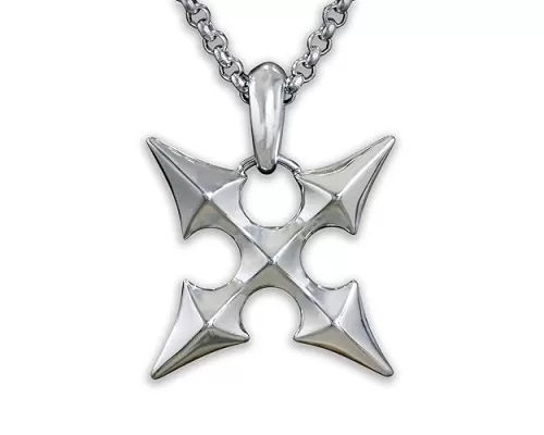 Stainless Steel Two-Sided Kingdom Heart Roxas Cross Necklace Pendant Jewelry Keychain Amulet Cosplay (Roxas Big Stainless Steel)