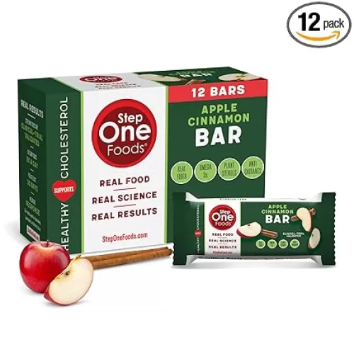Step One Foods Apple Cinnamon Bars, Heart Healthy Snack Plant Sterols, Omega 3