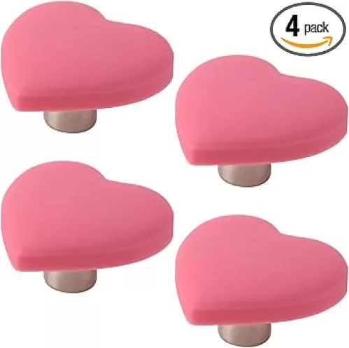 T Tulead Heart Shape Cabinet Knobs Soft Rubber Cabinet Knobs Cute Drawer Pull Knobs Pack of 4 with Screws