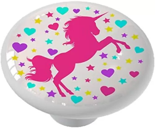 Unicorn with Hearts and Stars Unicorn Ceramic Drawer Knob