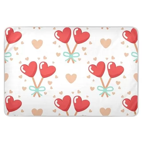 Valentines Day Red Heart Change Mat, Diaper Changing Pads for Baby, 3Layers Waterproof Change Pad Foldable Absorbent Mats for Women, Reusable Incontinence Underpads for Patient 34''x52''