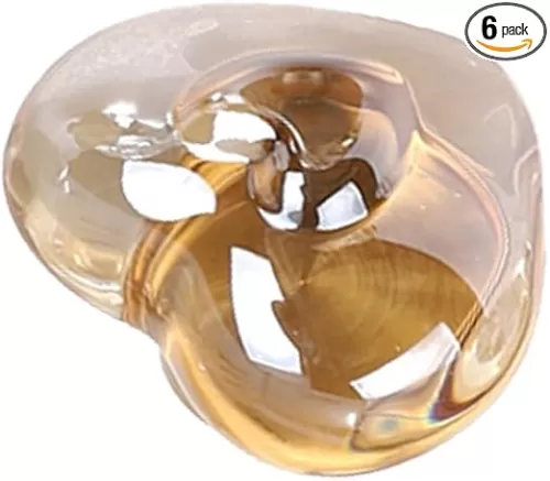 Vintage Heart-Shaped Crystal & Brass Cabinet Knob - Single Hole Handle for Kitchen/Bathroom/Nursery, 1.5x1.5 Inches, DIY-Friendly Upgrade (6)