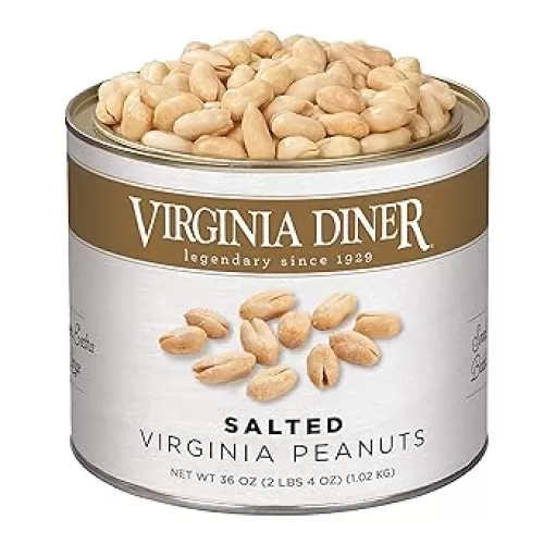 Virginia Diner Salted Gourmet Peanuts (36 Ounce 2.25 Pound Pack of 1) Virginia Nuts Blister Roasted for Perfect Crunch, All Natural Ingredients, Heart Healthy Snack, Virginia Peanuts Lightly Salted