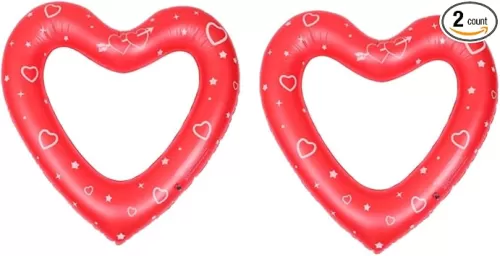 VOSAREA Love Swimming Ring Pool Floats Heart Shaped Pool Float Heart Shaped Pool Inflatable Tanning Pool Lounger
