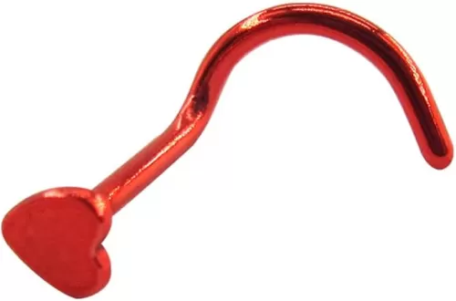 WDIYIEETN Fashion Jewelry Stainless Steel Heart Nose Ring Set Screw Nose Studs Piercing Jewelry 20G 10 Colors Available(Red)