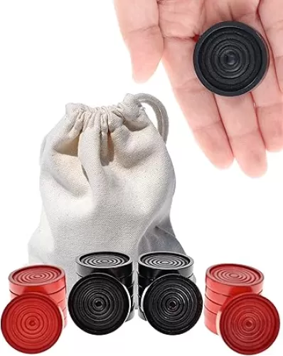 WE Games Wooden Checkers Pieces with Drawstring Storage Bag - 24 Checker Pieces Only - Red & Black, 1.5-inch Diameter