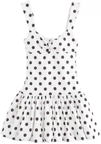 Women's Heart-Shaped Collar Short Polka Dot Dress