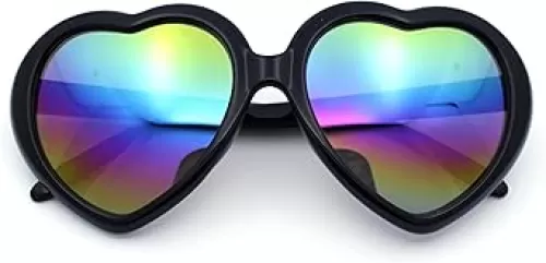 Womens Rusta Rainbow Mirror Lens Plastic Frame Heart Shape Sunglasses