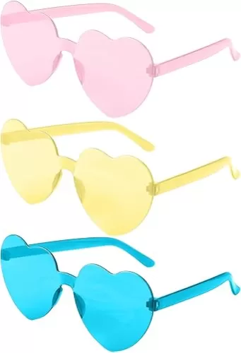 ZNHIS Heart Shaped Party Glasses - 3 Pairs, Colorful Sunglasses