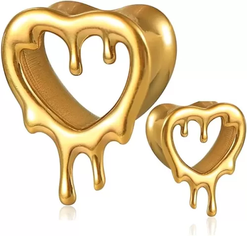 1 Pair Classic Love Teardrop for Stretched Ears Hypoallergenic 316 Stainless Steel Ear cuff Tunnels plugs 00G 8mm-16mm(0G-5/8'') Body Piercing Jewelry