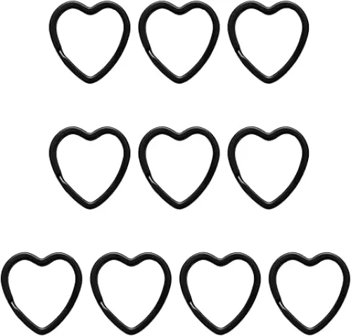 10 Pcs Heart Shape Key Rings, Electroplated Split Key Rings for DIY Crafts and Jewelry Making(Black)