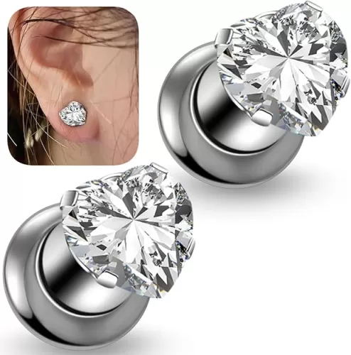 10G 8G 6G 4G 2G 0G 00G F136 Titanium Heart Ear Gauges Screw Fit Flesh Tunnels Plugs Earrings Hypoallergenic Implant Medical Grade Surgical Steel Earring Plugs Piercing Jewelry for Women Men