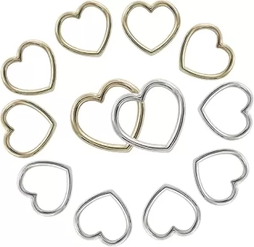 12 Pcs Heart Shape Metal Craft Ring Buckles