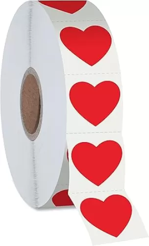 1200 PCS Red Heart Shaped Sticker Labels with Perforation Line in Roll, Use for Valentine's Day, Award Charts, Offices, Teachers & Classrooms, Bookmarks (3/4" in Diameter)