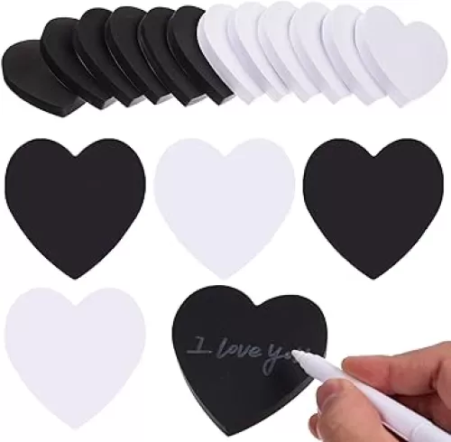 1200 Sheets Heart Shaped Sticky Notes 3x3 Inch Black White Sticky Notes Cute Sticky Memo Pads Self Sticking Note Pads for Office School Business Valentine Supplies, Removable and Easy to Post