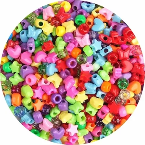 1200Pcs Colored Shaped Pony Beads for Jewelry Making, Heart Star Butterfly Pony Beads Bulk for Friendship Bracelets Crafts, Beads for Hair Braids