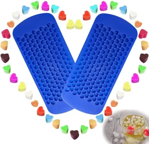 150 Grids Small Silicone Ice Cube Trays Mini Heart Shaped Candy Chocolate Molds, VIWIEU Sonic Ice Mold Maker 2 Pack Chill Your Drink Faster, Tiny Ice Works Great for Blender