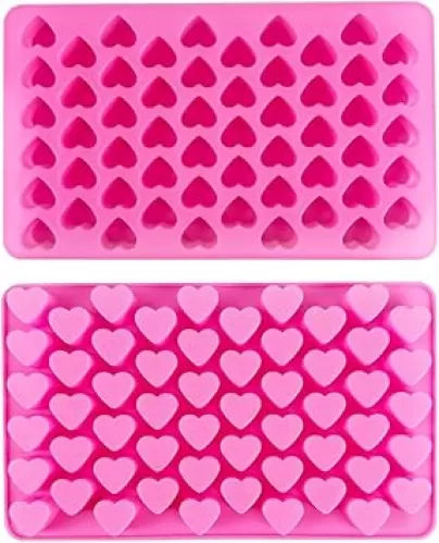 2 Pieces Heart Silicone Chocolate Candy Molds 55 Cavity Silicone Mini Heart Shape Ice Cube Candy Chocolate Mold for Valentines DIY Gummies, Ice, Soap, Candy, Jelly