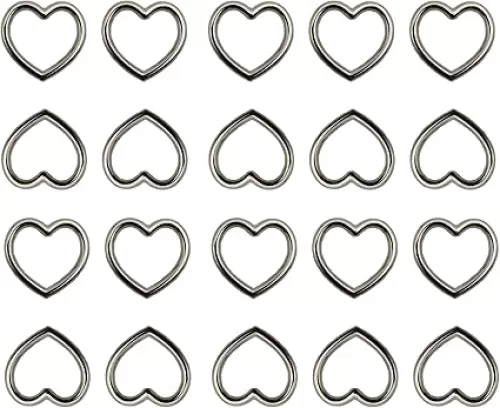 20 pcs Heart Shape Linking Ring Heart Shape Metal Craft Ring Buckles for Gothic, Punk, other Decorative Accessories