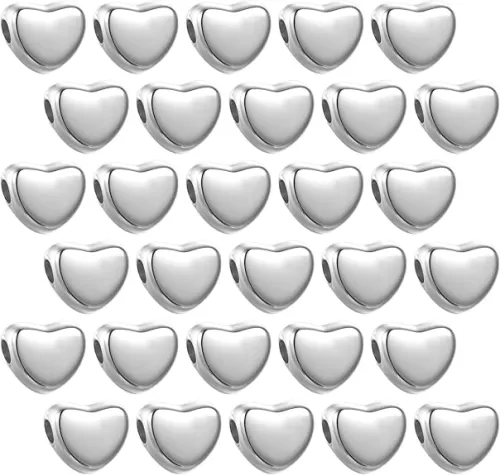 200 Heart Shape Spacer Beads with Small Hole - DIY Silver Spacer Beads for Jewelry Making
