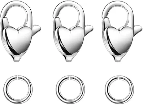 20pcs Adabele 304 Grade Surgical Stainless Steel 16mm Heart Shape Trigger Clasps Connector Open Jump Rings for Craft Jewelry Making SJF8-2